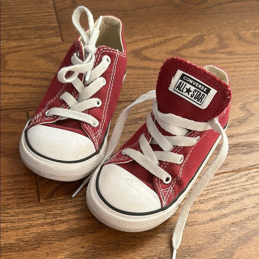 Converse Kids Red Canvas Low-Top Sneakers